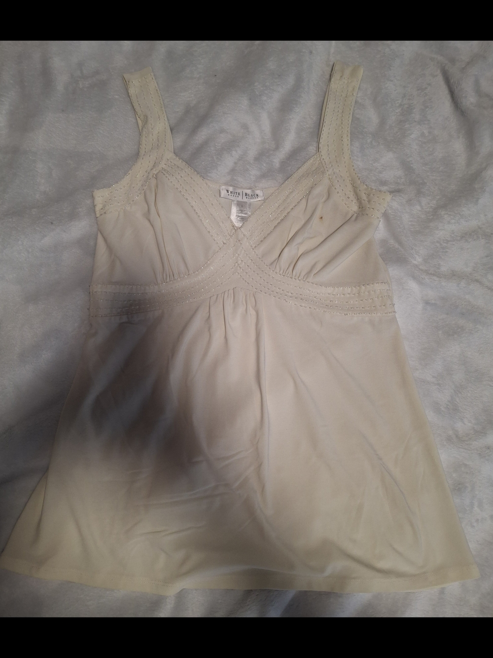 White House Black Market Cream Lace-Trim V-Neck Cami 1 Callout